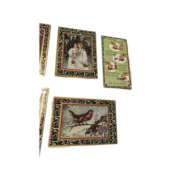 Lot 7 Vintage Christmas Greeting Cards Mixed Designs Envelopes Winter Holiday - Picture 3 of 7